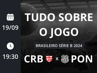 CRB x Ponte Preta: placar ao vivo, escalações, lances, gols e mais